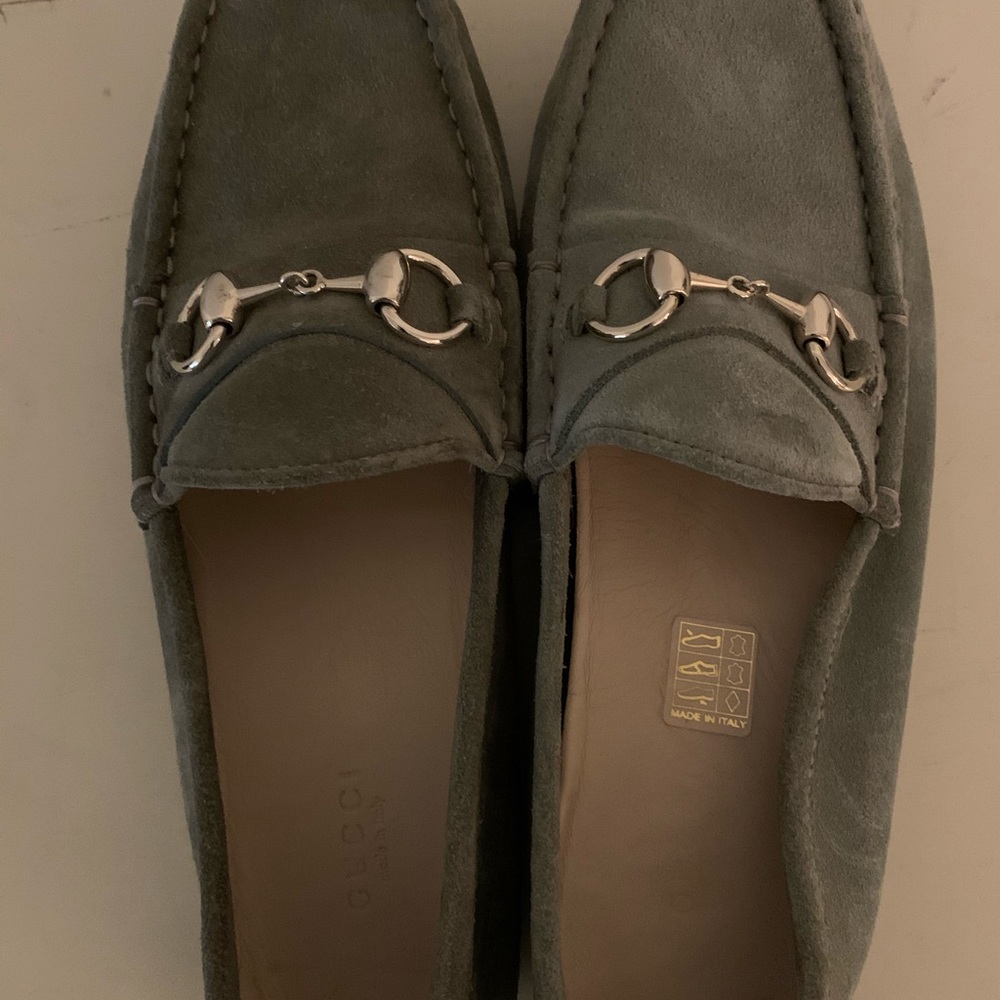 Gucci Gray Suede Horsebit Loafers